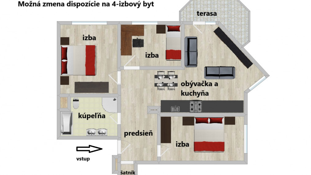 3-izbový byt na Klimkovičovej s potenciálom na 4 izby! Košice - KVP