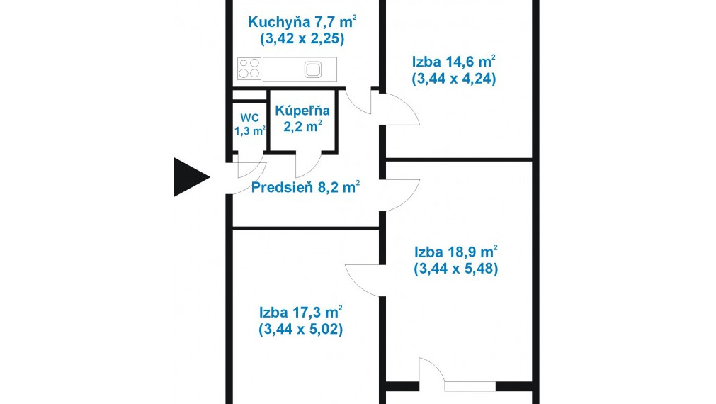 Na predaj 3 izbový byt, Košice I.