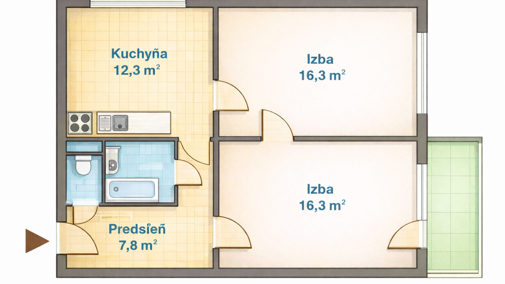 Na predaj 2 izbový byt, Buzulucká, Košice III.