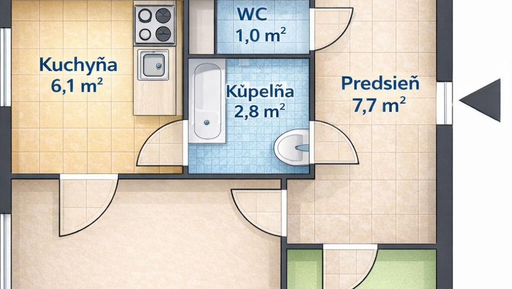 Na predaj 3 izbový byt, Gudernova ulica,  Košice – Západ