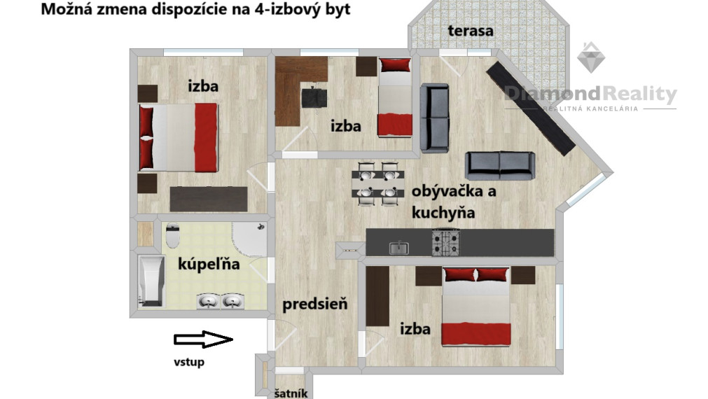 3-izbový byt na Klimkovičovej s potenciálom na 4 izby! Košice - KVP