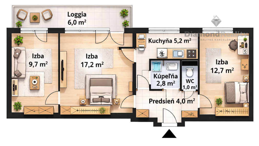 Na predaj 3 izbový byt, Košice - Západ, Košice II.