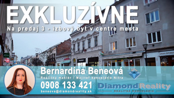 Na predaj 3 izbový byt v centre mesta Nitra.