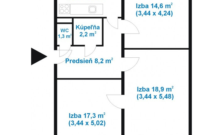 Na predaj 3 izbový byt, Košice I.