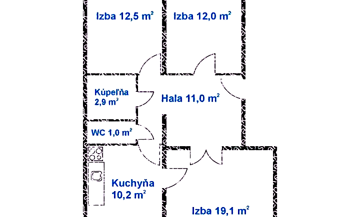 Na predaj 3 izbový byt, Čordáková, Sídlisko - KVP, Košice II.