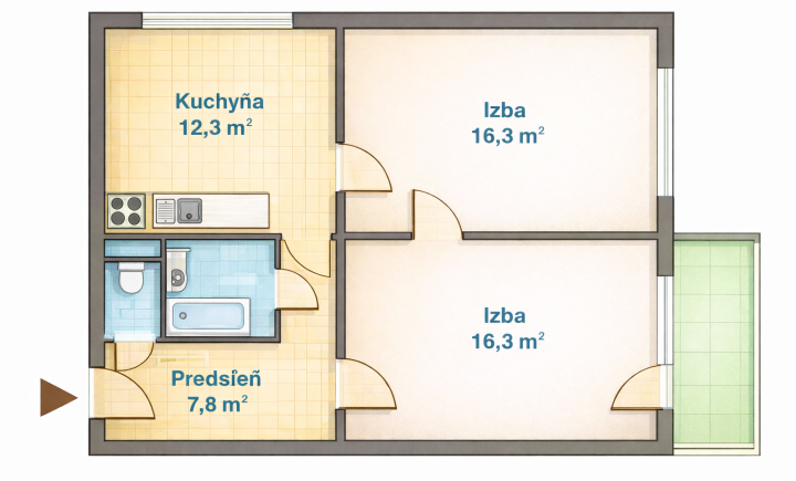Na predaj 2 izbový byt, Buzulucká, Košice III.