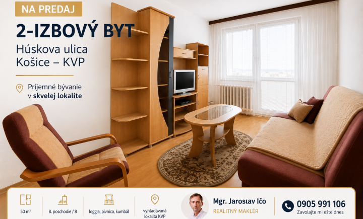 2 izbový byt, Húskova ulica, Košice, KVP