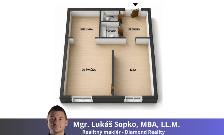 Na predaj menší 1,5 izbový byt - Užhorodská ulica, Košice - Juh