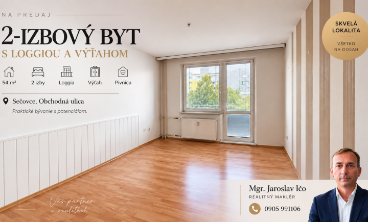 Na predaj 2 izbový byt, Sečovce, Obchodná ulica, 54 m²