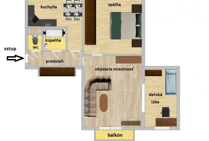 Na predaj 3-izb. byt, balkón, veľký výťah, Košice-SEVER, TEHLA