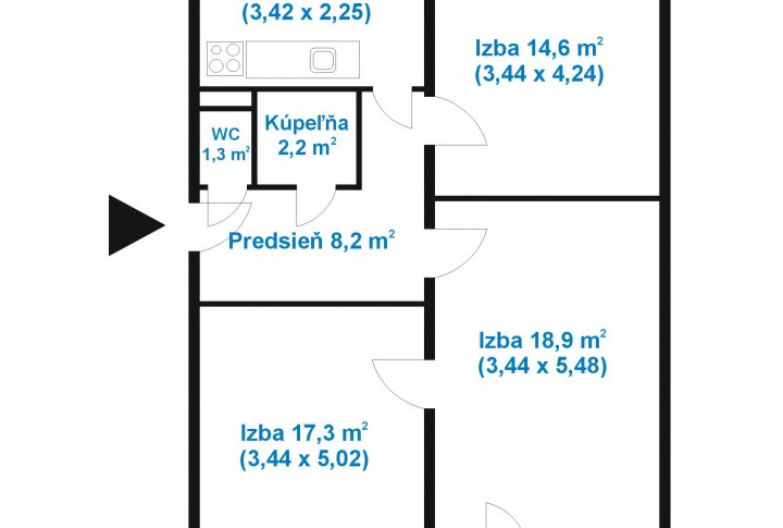Na predaj 3 izbový byt, Košice I.