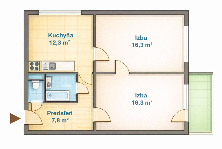 Na predaj 2 izbový byt, Buzulucká, Košice III.