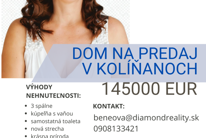 REZERVOVANÉ!Rodinný dom na predaj v malebnej obci Kolíňany