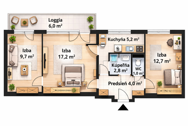 Na predaj 3 izbový byt, Košice - Západ, Košice II.