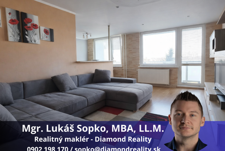 Na predaj pekný 3 izbový byt pražského typu na ulici Jaltská, Košice - Dargovských hrdinov.