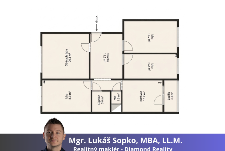 Na predaj VEĽKÝ 4 izbový byt na KVP, Bauerova ulica